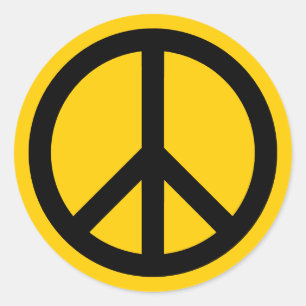 Gold and Black Peace Classic Round Sticker