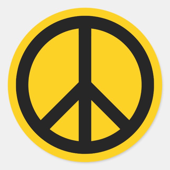 Gold and Black Peace Classic Round Sticker (Front)
