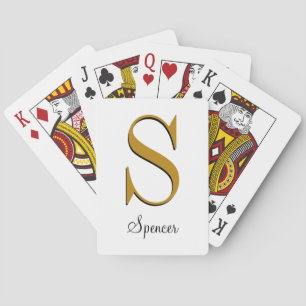 Gold And Black Personalised Monogram Custom Name Playing Cards