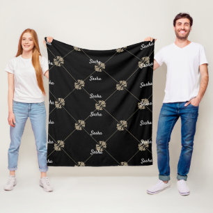 Gold and black Personalised name blanket for adult