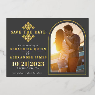 Gold and Black Photo Arch Elegant Save the Date