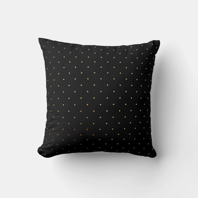 Gold and Black Polka Dot Pillow (Front)