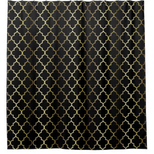 Gold and Black Quatrefoil Pattern   DIY Colour Shower Curtain
