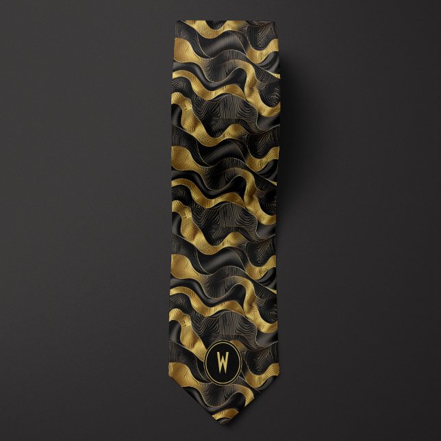 Gold and Black Ribbon Abstract Tie (Creator Uploaded)