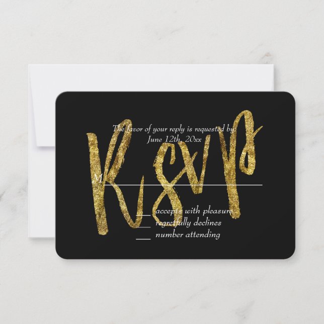 Gold and Black RSVP Card (Front)