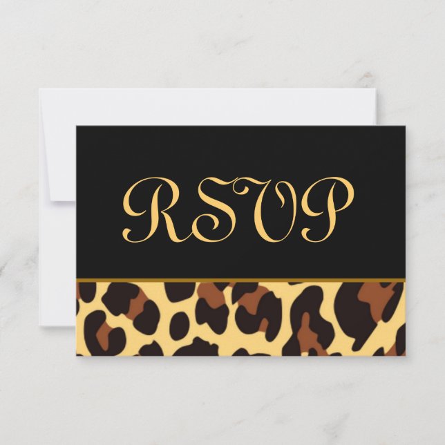 Gold and Black RSVP Leopard Wedding (Front)