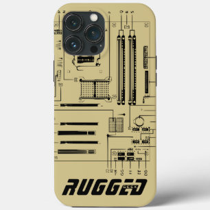 gold and black RUGGED GEEK Motherboard Tech iPhone 13 Pro Max Case