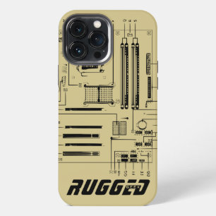 gold and black RUGGED GEEK Motherboard Tech iPhone 13 Pro Max Case