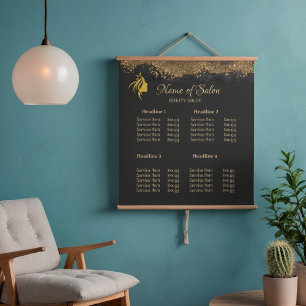 Gold and black Salon Price List Pedestal Sign