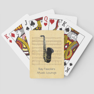 Gold and Black Saxophone Sheet Music Playing Cards