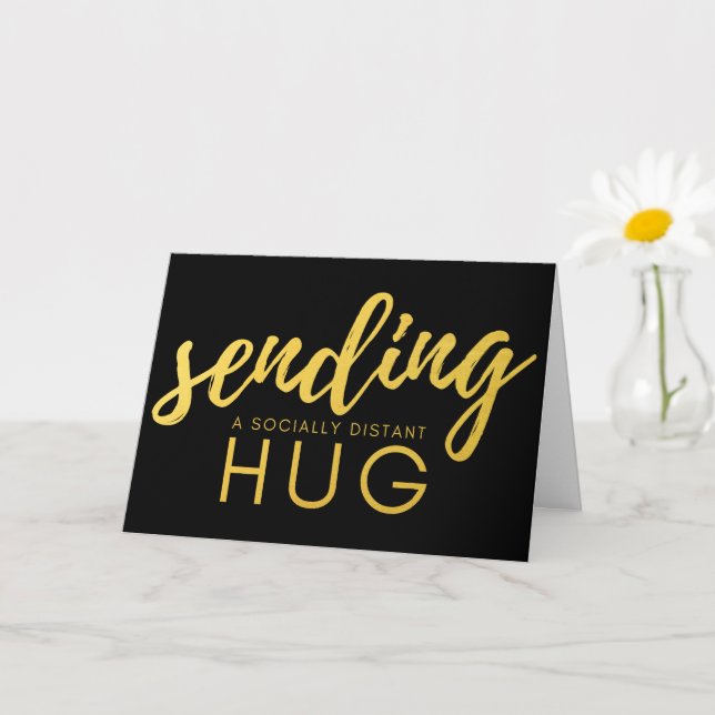 Gold and Black Social Distance Hug Card (Small Plant)