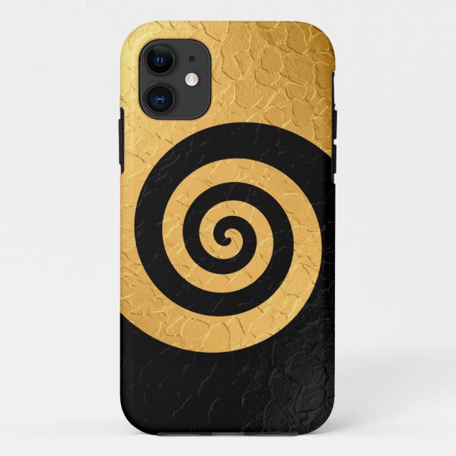 Gold and Black Spiral Pattern Steel Metallic Case-Mate iPhone Case (Back)
