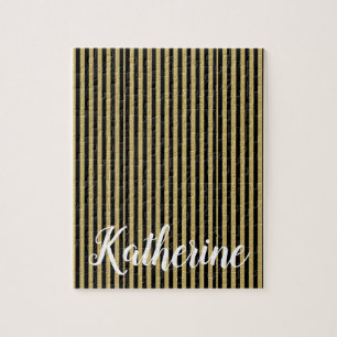 Gold and Black Stripe Jigsaw Puzzle Daisy