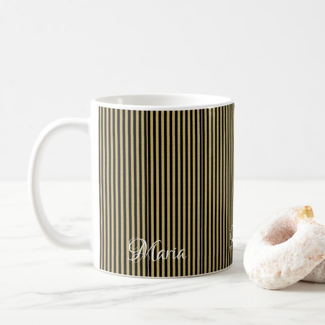 Gold and Black Stripe Mug (With Donut)