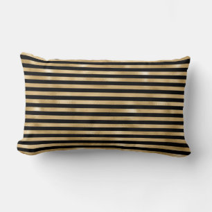 Gold and Black Striped Accent Pillow