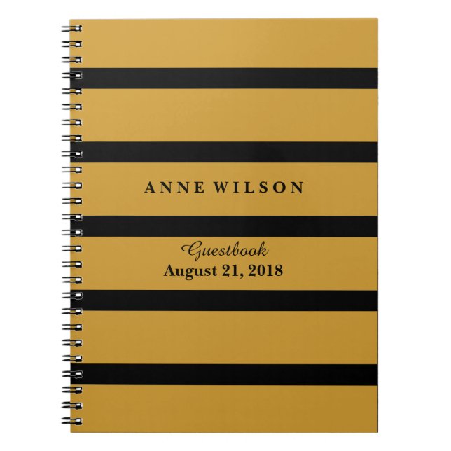 Gold and Black Stripes Background Spiral Notebook (Front)