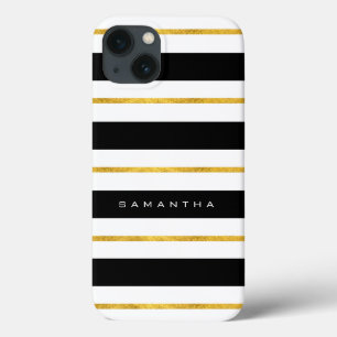 Gold and Black Stripes iPhone 13 Case