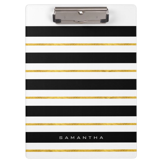 Gold and Black Stripes Clipboard (Front)