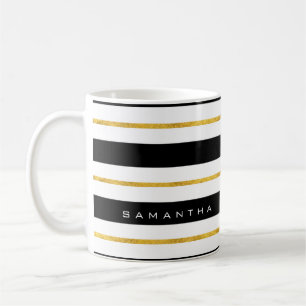 Gold and Black Stripes Coffee Mug