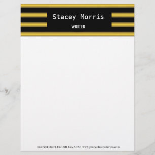 Gold and black stripes custom letterhead