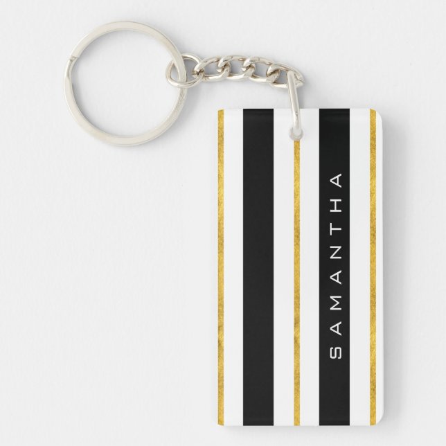 Gold and Black Stripes Key Ring (Front)