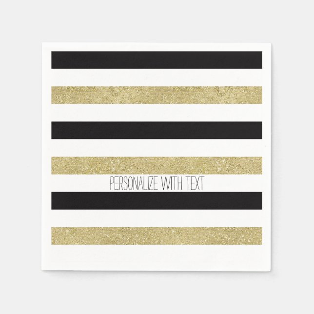Gold and Black Stripes Napkin (Front)
