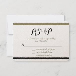 Gold and Black Stripes RSVP Card