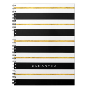 Gold and Black Stripes Spiral Notebook