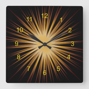 Gold and Black Sunburst Design Wall Clock