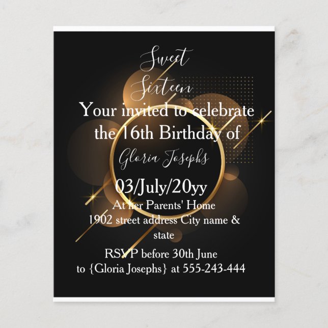 Gold and Black Sweet sixteen Photo (Front)