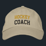 Gold and Black Text Hockey Coach Hat<br><div class="desc">A customisable embroidered Hockey Coach hat with text of gold and black that you can easily customise to read "Hockey Dad" or "Soccer Coach" or whatever you want!</div>