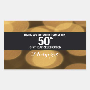 Gold and black theme, 50th birthday rectangular rectangular sticker