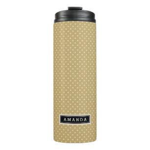 Gold and Black Tiny Dots Monogram Thermal Tumbler