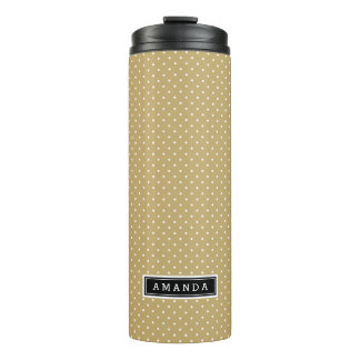 Gold and Black Tiny Dots Monogram Thermal Tumbler