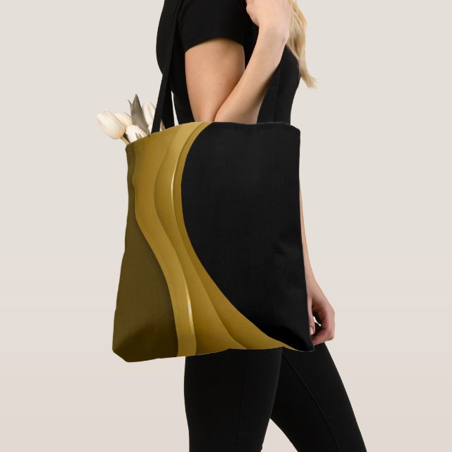 Gold And Black Tote Bag (Close Up)
