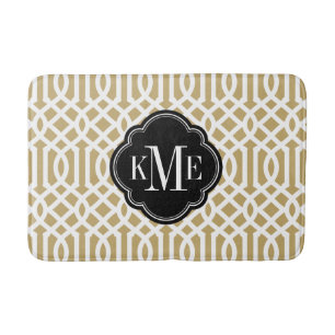 Gold and Black Trellis Monogram Bath Mat