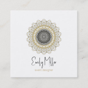 Gold and Black  Tribal Mandala Square Business Card