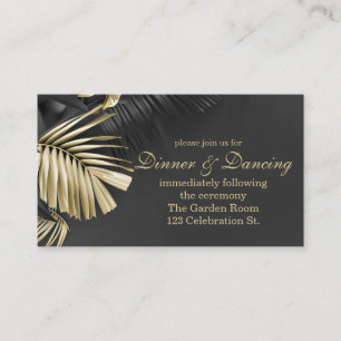 Gold and Black Tropical Leaves Reception Enclosure Card