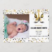 Gold and Black Unicorn Birth Announcement