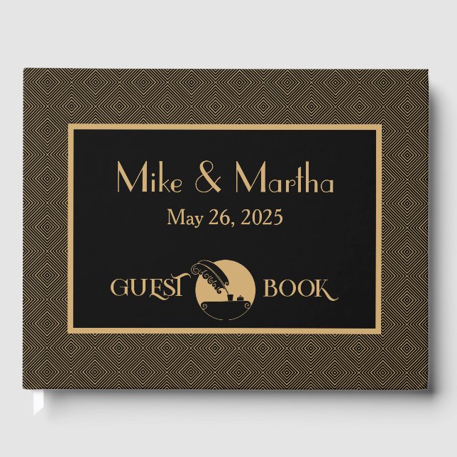 Gold And Black Vintage Art Deco Guest Book (Front)