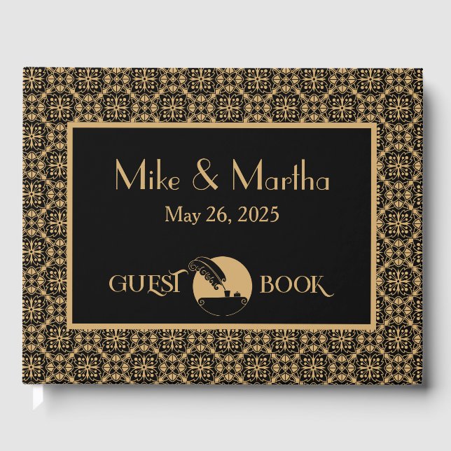Gold And Black Vintage Art Deco Guest Book (Front)