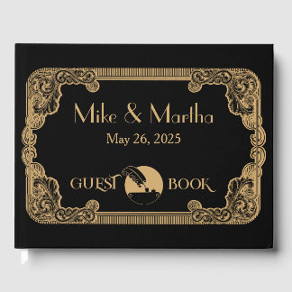 Gold And Black Vintage Art Deco Guest Book