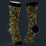 Gold and black vintage floral paisley pattern socks<br><div class="desc">Shiny gold vintage floral ethnic paisley pattern over a black but changeable background.</div>