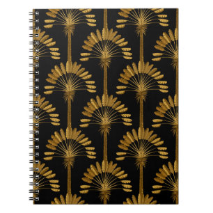 Gold and black Wallpaper with floral pattern in th Notebook