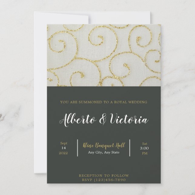 Gold and Black Wedding Invitation (Front)