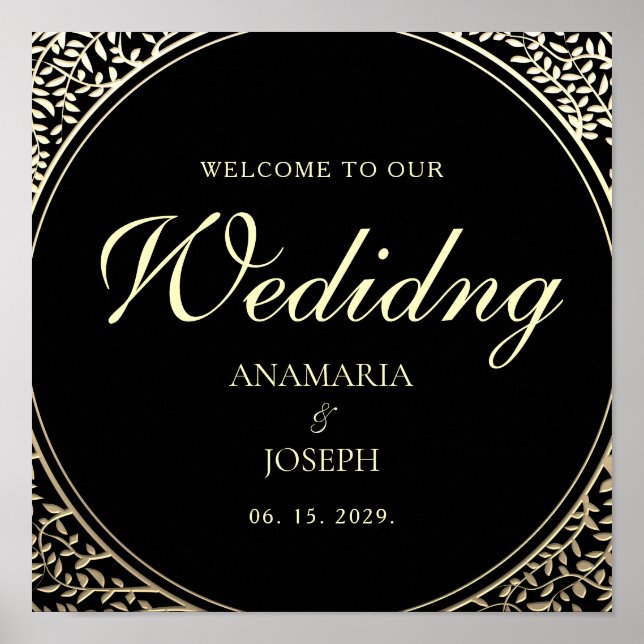 Gold and Black Wedding Poster (Front)
