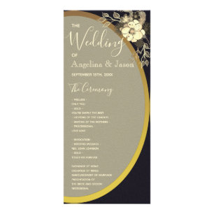 Gold And Black Wedding Program Rack Card