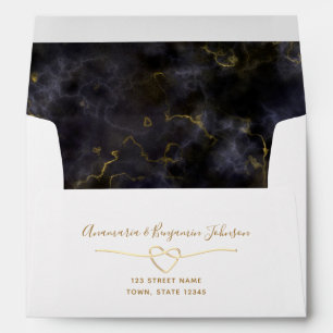 Gold and Black Wedding Return Address 5x7 Envelope