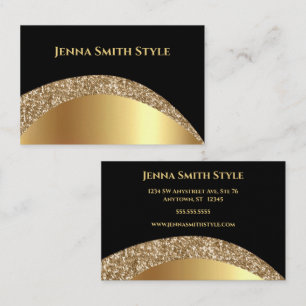 Gold and Black with Gold Glitter Business Card