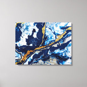 Gold and Blue Acrylic Painting Abstract Art Abstra Canvas Print